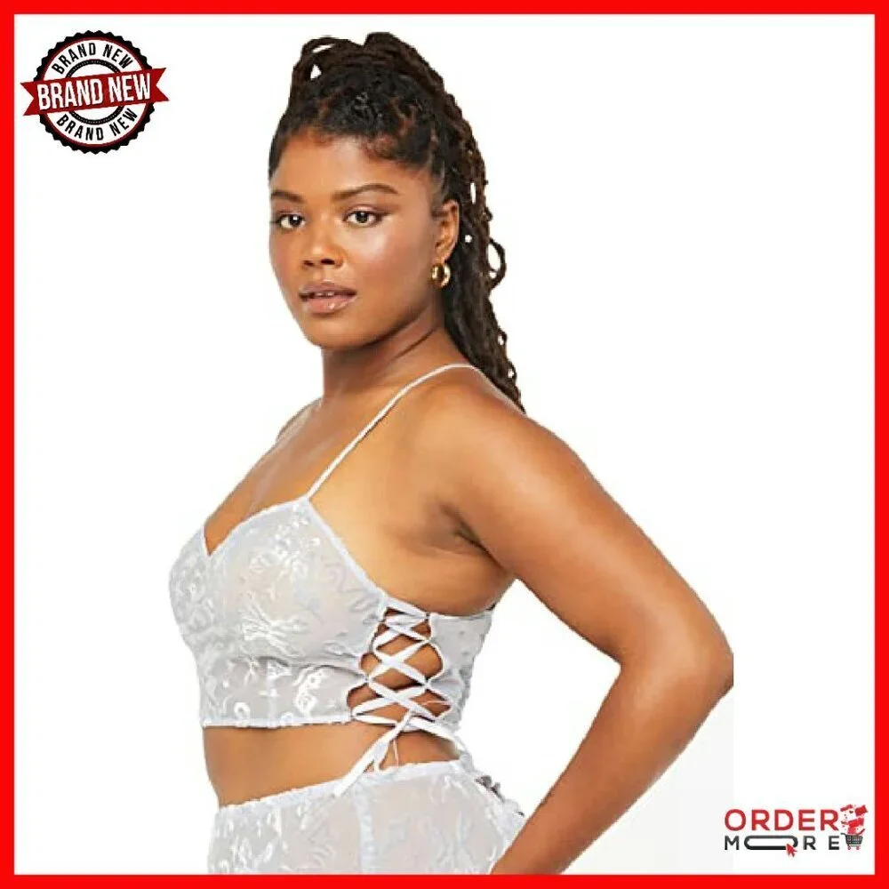 Cropped Velvet Sleep Cami with Lace-Up Sides & Adjustable Straps